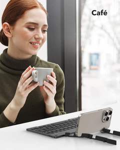 Foldable bluetooth Keyboard Wholesale Stock Ce Rohs Folding bluetooth Wireless Keyboard with <b>Stand</b> for iPad Laptop Phone - Product Image 5