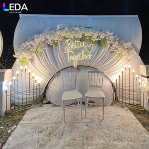 LEDA Suministros de Decoración para Bodas, Nuevo Arco Redondo Moderno para Exteriores, Fondo de Hierro Blanco para Colgar Flores - Product Image 1