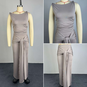 Conjuntos de Falda Modernos HK73892 para <span class=keywords><strong>Mujer</strong></span>, Conjuntos de 2 Piezas, Top sin Mangas + Conjunto de Verano con Cordones para Dos Personas - Product Image 6