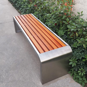 Asiento Largo de Aluminio Fundido y Madera Plástica Reciclada para Parques Públicos, Muebles de Exterior, Asientos para Jardín, Patio, Silla - Product Image 5