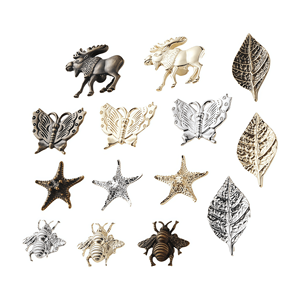 Poignée de tiroir de cuisine moderne en alliage de zinc, écologique, antirouille, à trou unique, en forme de papillon, abeille, feuille ou étoile de mer, style luxe léger - Product Image 1