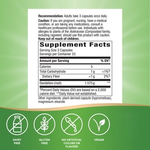 Nouvel Arrivage : Complément de Racine de Pissenlit pour Apaiser les Troubles Digestifs chez l'Adulte – 100 Capsules de Racine de Pissenlit - Product Image 4