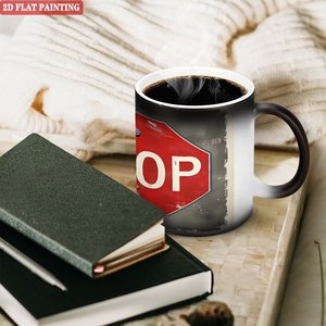 Mug personnalisé noir givré 11oz en céramique, tasse à sublimation magique changeant de couleur à la chaleur - Product Image 3