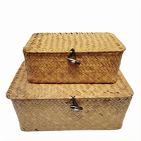 Paniers de rangement écologiques en jonc de mer naturel tressé avec housse anti-poussière pour ustensiles de cuisine et organisateur de collations