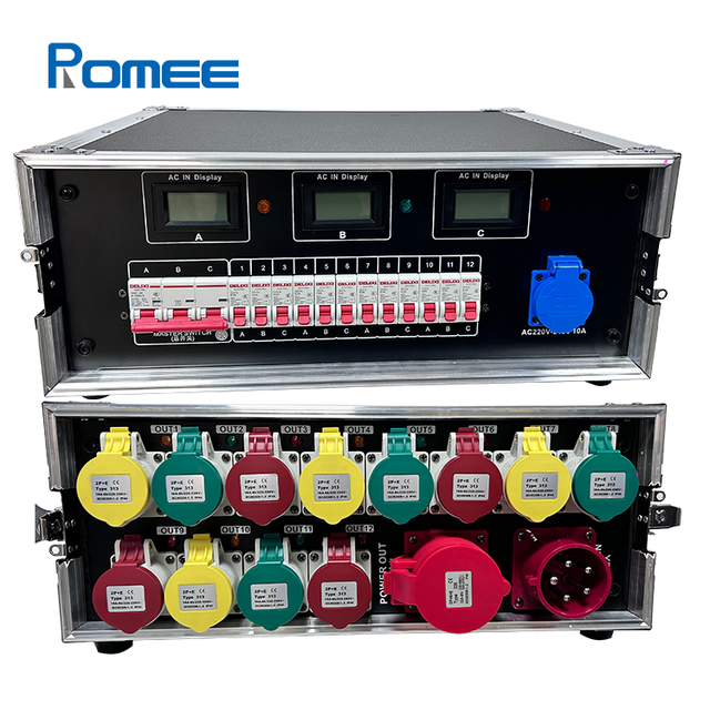 12-Channel*4KW Independent Three-Phase Voltage Power Distribution Box With 63A 380V Input for Stage Voltage Precision Control