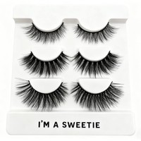3 paires de faux cils entiers en fibres synthétiques, bande noire, styles de cils variés pour le maquillage quotidien