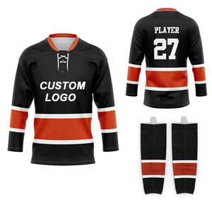 도매 저렴한 승화 아이스 하키 착용 폴리에스터 하키 저지 + 양말 두 조각 세트 훈련 팀 유니폼 - Product Image 4