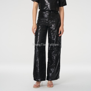 Nouveautés 2025, costumes pour femmes, haute qualité, luxe, pantalon noir à paillettes, ensemble de costume décontracté, ensemble deux pièces - Product Image 6