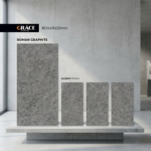 Carreaux de porcelaine Terrazzo brillants Roman Graphite 800x1600mm pour intérieurs économiques, dalles de porcelaine 80x240 - Product Image 1