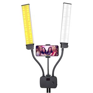 Salón de belleza LED Lámpara de pestañas de doble brazo Lámpara de maquillaje de dos tubos para pestañas con clip de teléfono para pestañas Ceja <span class=keywords><strong>Grano</strong></span> Bordado <span class=keywords><strong>Tatuaje</strong></span> - Product Image 1