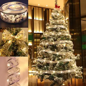 Lampu Pita Organza Putih 20 LED Lampu String Dioperasikan Baterai untuk Dekorasi Pohon Natal