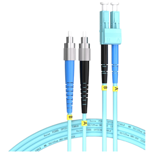 Cavo Patch in Fibra Ottica da 1m (3ft) 2 Fibre LC UPC Duplex a FC UPC Duplex Multimodale OM3 Riser OFNR2.0mm con Buffer Stretto Aqua - Product Image 2