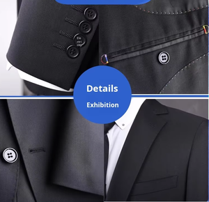 2025 Em Stock Masculino Preto Negócios Traje Casual High-End Lã Australiana 70% Composição Único Breasted Botão Plano Fly Pant - Product Image 6