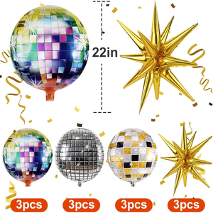 12 Uds. Globos de Mylar de papel de aluminio Silver Explosion Star para 70s 80s 90s Theme Disco Dance <span class=keywords><strong>Fever</strong></span> Party Decoraciones Suministros - Product Image 6