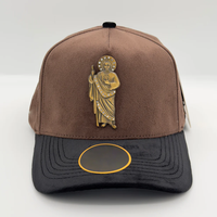 Casquette de baseball snapback à visière incurvée, personnalisée en gros, avec pendentif G5 Jésus en moissanite, étiquette métallique et broderie appliquée 3D, accessoires Gorra