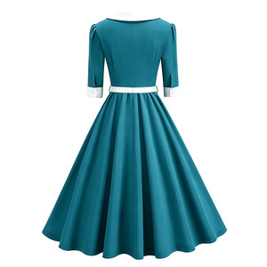 Vestido Retro Vintage Personalizado de los Años 50 con Cinturón, Estilo Audrey Hepburn - Product Image 2