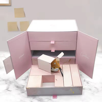 Boîte de calendrier de l'avent vide personnalisée en carton doré, grand format, 24 jours, DIY, avec lamination mate, doublure en éponge, rose, pour maquillage, beauté, cadeau