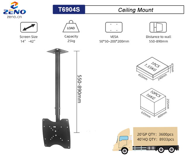 Zeno Flip Down Tv Ceiling Mount 14-42 Inch Floating Tv Stand Wall Mounted Swivel Tv Mount Fernsehhalterung Deckenhalterung