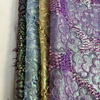 Tissu brodé de fleurs 3D fluorescentes personnalisées, lourd et tendance, pour mariages, sacs tricotés, chaussures et vêtements pour garçons