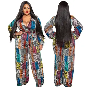 Women jumpsuit 2023 sexy loose jumpsuit plus size printed plus size jumpsuit for fat women