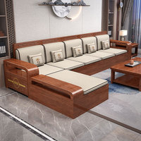 Juego de Sofás de Madera Maciza Escandinava, Muebles Modernos Minimalistas para Sala de Estar de Apartamentos Pequeños, Juego de Sofás de Madera Nórdica Europea para el Hogar
