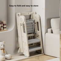 Tour d'apprentissage pliable pour tout-petits, marchepied réglable en hauteur avec barrière de sécurité, échelle pour enfants, cuisine, salle de bain, OEM ODM