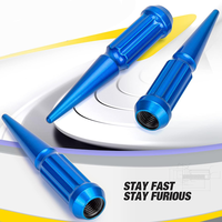 Écrou de roue à crampons bleu cannelé M14x1.5 avec clé pour Chevy Silverado GMC Sierra Dodge Ram 2500 3500 Ford F250 F350,