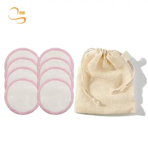 Fashion 3.15" Soft Rounds Bamboo Cotton Velvet Facial Cleansing Pads All Skin Reusable Bamboo Makeup Remover Pads Face