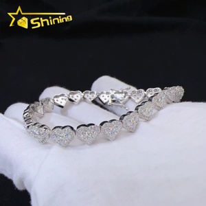 Pulsera de Cadena Cubana con Corazón de Plata de Ley 925 con Moissanita VVS Iced Out, Joyería Fina Hip Hop <span class=keywords><strong>para</strong></span> <span class=keywords><strong>Mujer</strong></span>, Precio al por Mayor - Product Image 4