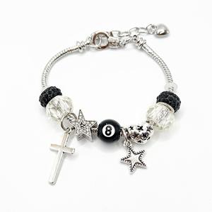 Pulsera DIY de Cuentas de Vidrio con Ojo de la Suerte y Estrella, Hilo de Dijes de Diamantes de Imitación, Joyería Personalizada de Moda para Mujer - Product Image 1