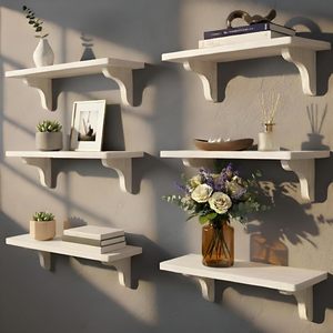 Étagère murale double niveau robuste en bois massif détachable pour salon, salle de bain et cuisine (stockage alimentaire et épices) - Product Image 1