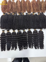 Mèches de cheveux brésiliens Remy vierges bruts, bouclés/ondulés profonds, couleur naturelle, double trame machine, permables, pointes double drawn, toutes longueurs