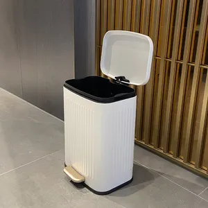 13L phòng khách sạn chân hoạt động thùng rác bằng thép không gỉ có thể đóng mềm và chống trượt đáy thùng rác cao cấp