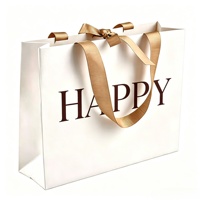 Sacs shopping en papier kraft recyclé avec logo personnalisé, papier artistique, avec poignées en ruban pour l'emballage de cadeaux avec votre propre design