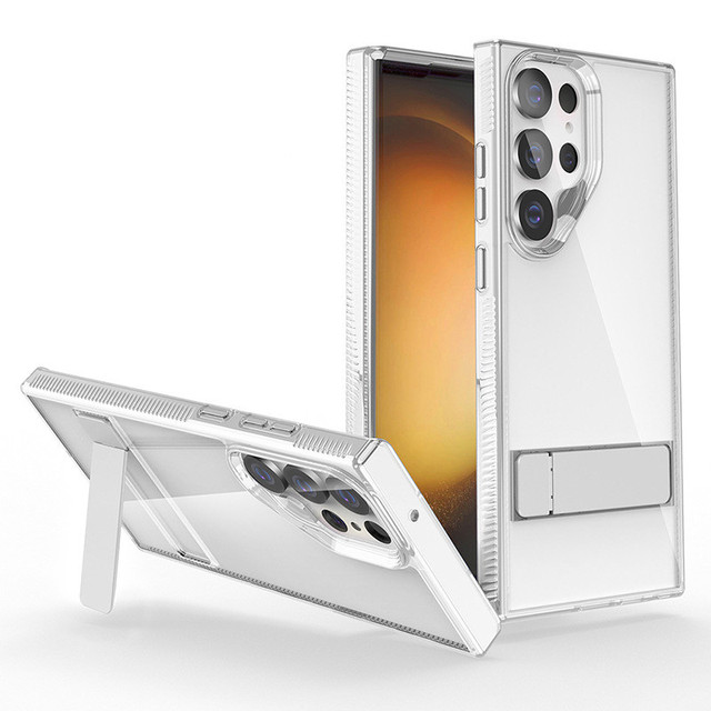 Phone Stand Cases Wholesale Clear Transparent Phone Case Custom Mobile Phone Kickstand Cover for Samsung S23 Ultra Plus