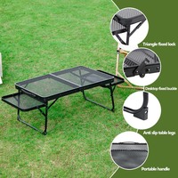 Mobilier d'extérieur au design personnalisé Vente en gros Table à manger pliante portable en maille avec cadre en métal en aluminium Camping Randonnée Pique-nique