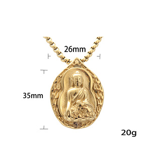 Pendentif Bouddha en acier inoxydable, forme goutte d'eau, charme religieux bouddhiste, bijou unisexe, cadeau 27082 - Product Image 5
