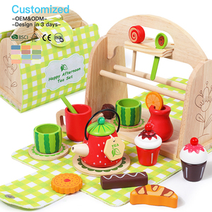 ชุดของเล่นบทบาทสมมติสำหรับเด็ก EDULAND OEM ODM ชุดน้ำชายามบ่ายทำจาก<span class=keywords><strong>ไม้</strong></span> ของเล่นจำลองขนมหวาน ของเล่นครัวไม้เสริมพัฒนาการเด็กเล็ก - Product Image 3