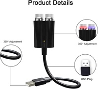Proyector de estrella de luz nocturna USB para Interior de coche, luz de techo ajustable, decoración romántica para dormitorio, color rojo/violeta azul, 2 en 1