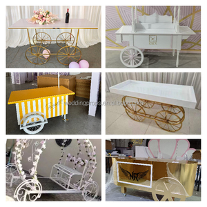 Carrito de barra de caramelo personalizado de acero inoxidable dorado de alta calidad, carrito de exhibición de dulces - Product Image 5
