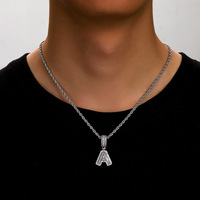 Collar con Iniciales de Moda 2024, Colgante de Letra con Circonita A-Z, Gargantilla con Dije Grueso, Joyería Hiphop para Bodas, Hombres y Mujeres, Material de Cobre