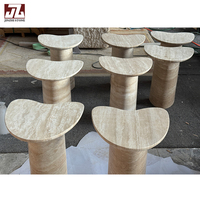 Table basse réglable en travertin blanc beige Wabi-Sabi, mobilier naturel, garantie 1 an pour hôtels, jardins, salon