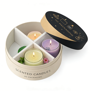 Custom <b>Round</b> Rigid Gift <b>Box</b> for Scented Candles Luxury Cardboard Packaging Safe Insert Candle Foil Stamping Custom Logo Factory - Product Image 1