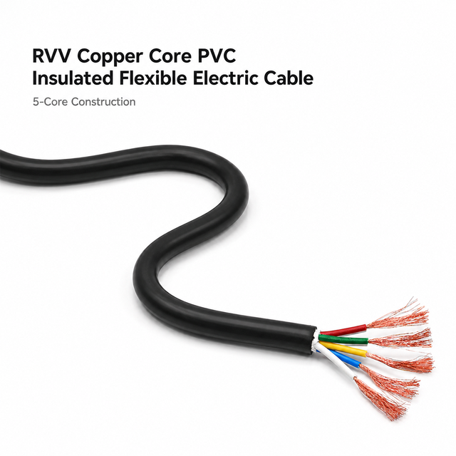 Flexible Control Cable 5 Core 5x2.5mm² RVV Flexible Copper PVC Insulated Sheathed 300/500V for Indoor Equipment Wiring