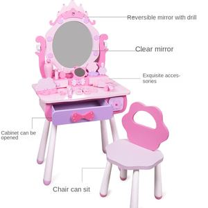 EDULAND Princesse rose Playhouse interactive Simulation en bois coiffeuse bijoux maquillage jouets pour filles beauté mode pour - Product Image 2