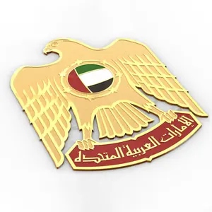Custom Alloy Plated UAE Projetado Logotipo De Metal Logotipo Personalizado De Ouro Etiquetas De Metal Artesanato De Alumínio Die Casting Label