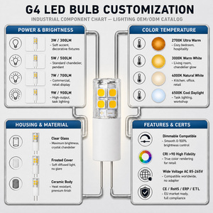 หลอดไฟ LED G4 รุ่นใหม่ แสงวอร์มไวท์ 1.5W 12V AC/DC ไม่กระพริบ ERP 2W หลอดไฟ LED G4 120lm - Product Image 3