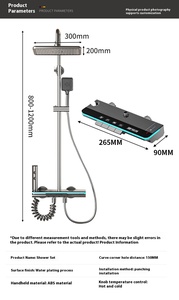 Juego de Ducha Moderno de 4 Funciones Negro y Gris para Baño con Pantalla <span class=keywords><strong>Digital</strong></span> Inteligente y Luz Ambiental Grifo de Ducha de Aluminio Espacial - Product Image 2