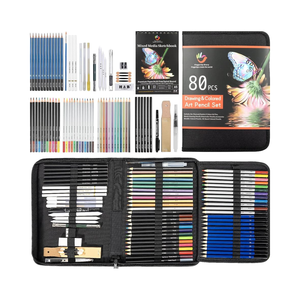 HB 80-Pack Art Pencil <span class=keywords><strong>Set</strong></span> Libro de colorear de bocetos de 3 colores Incluye lápices de colores metálicos a base de aceite de acuarela de grafito - Product Image 2