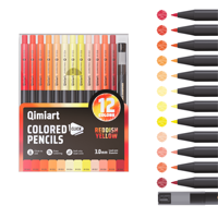 Série Rouge Jaune Chaud – Ensemble de Crayons de Couleur Mécaniques Non Solubles – Teintes Coucher de Soleil – Ombres Artistiques Professionnelles Automatiques – Vente en Gros CN HUB